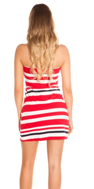 bandeau minidress with bow and buttons Red